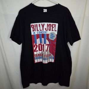 Billy Joel In Concert 2017 Minnesota Double Sided size Large Black T Shirt